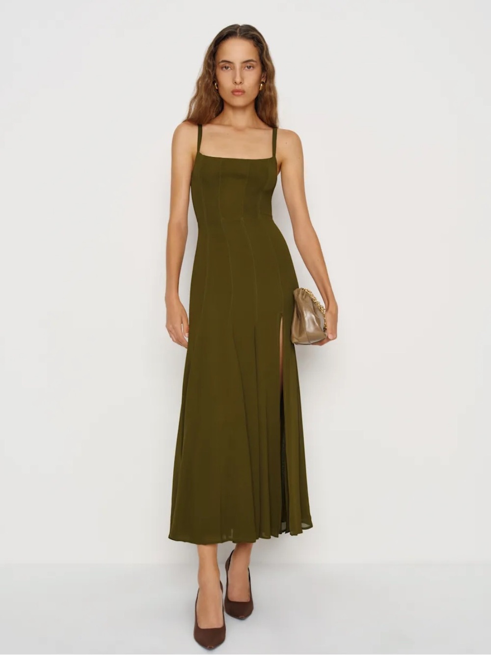 NWT Reformation Eridania dress in Moss Garden